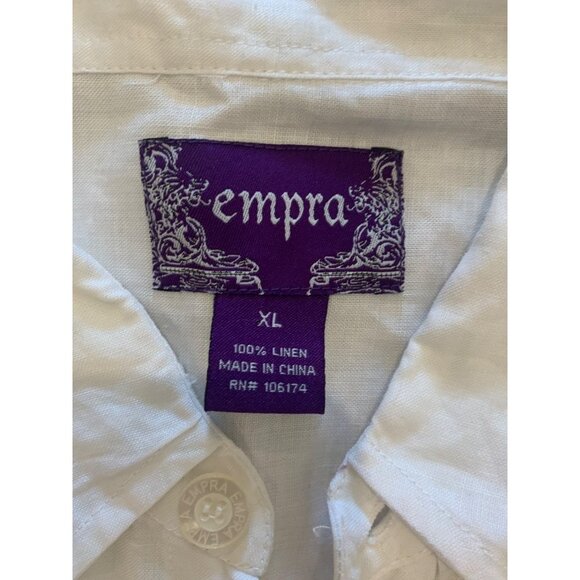 Empra White Linen Embroidered Button Up Shirt Size XL - Picture 11 of 13